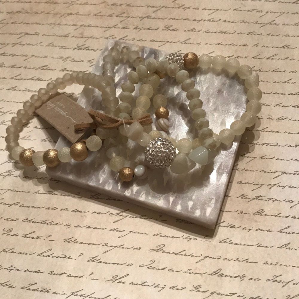 Glass Beads and Gold Rhinestone Beads
